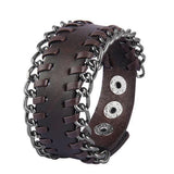 Bracelet de Force Extrémités en Chaîne en Cuir