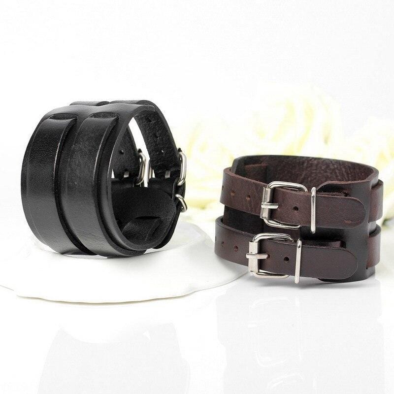 Bracelet de Force Fermeture Par Sangle en Cuir - Mon Bracelet Homme
