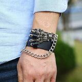 Bracelet de Force Gothique en Cuir - Mon Bracelet Homme