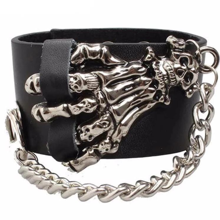 Bracelet de Force Gothique en Cuir - Mon Bracelet Homme