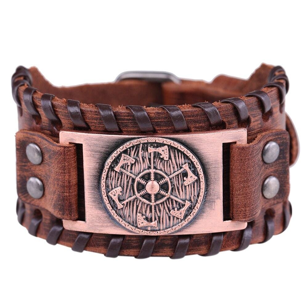 Bracelet de force Hache Viking en Cuir - Mon Bracelet Homme