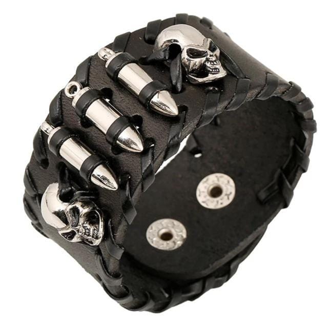 Bracelet de Force Homme Balle Pistolet en Cuir - Mon Bracelet Homme