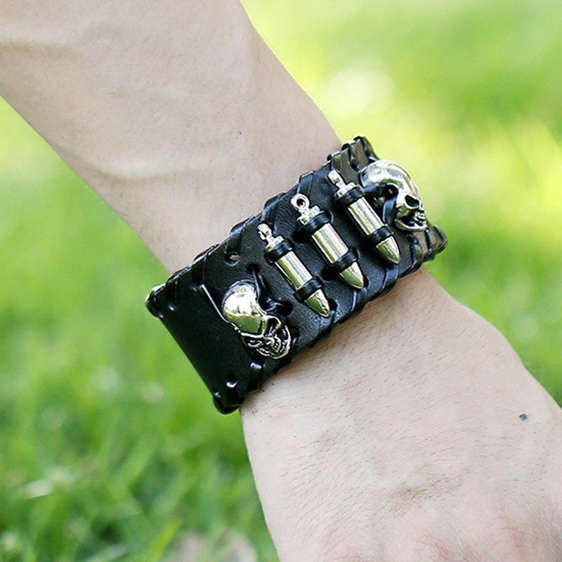 Bracelet de Force Homme Balle Pistolet en Cuir - Mon Bracelet Homme