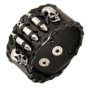 Bracelet de Force Homme Balle Pistolet en Cuir - Mon Bracelet Homme