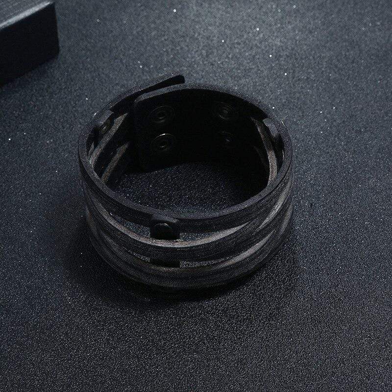 Bracelet de Force Homme Cuir Noir Réglable - Mon Bracelet Homme