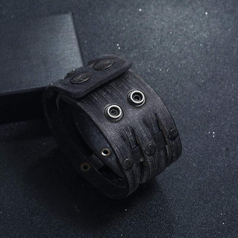 Bracelet de Force Homme Cuir Noir Réglable - Mon Bracelet Homme