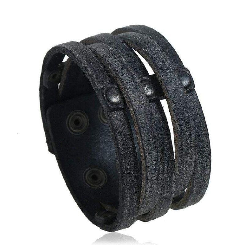 Bracelet de Force Homme Cuir Noir Réglable - Mon Bracelet Homme