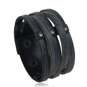 Bracelet de Force Homme Cuir Noir Réglable - Mon Bracelet Homme