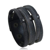 Bracelet de Force Homme Cuir Noir Réglable