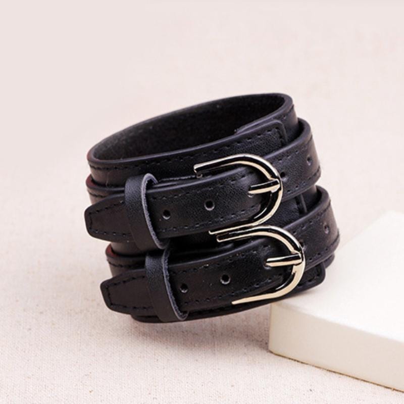 Bracelet de Force Homme Double fermoir en Cuir - Mon Bracelet Homme