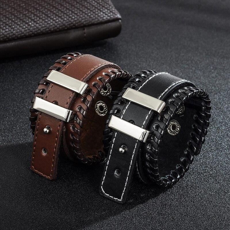 Bracelet de Force Homme en Cuir Ajustable - Mon Bracelet Homme