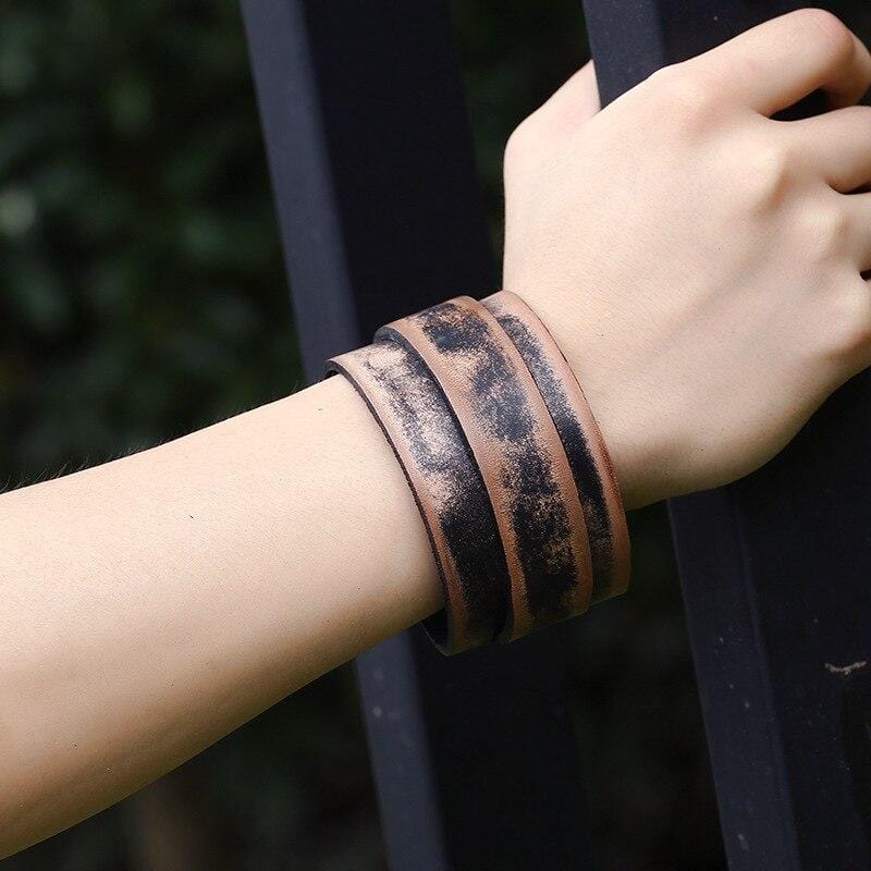 Bracelet de Force Homme en Cuir Vintage - Mon Bracelet Homme