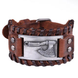 Bracelet de Force Homme Hache Viking en Cuir
