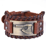 Bracelet de Force Homme Hache Viking en Cuir - Mon Bracelet Homme