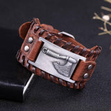 Bracelet de Force Homme Hache Viking en Cuir - Mon Bracelet Homme