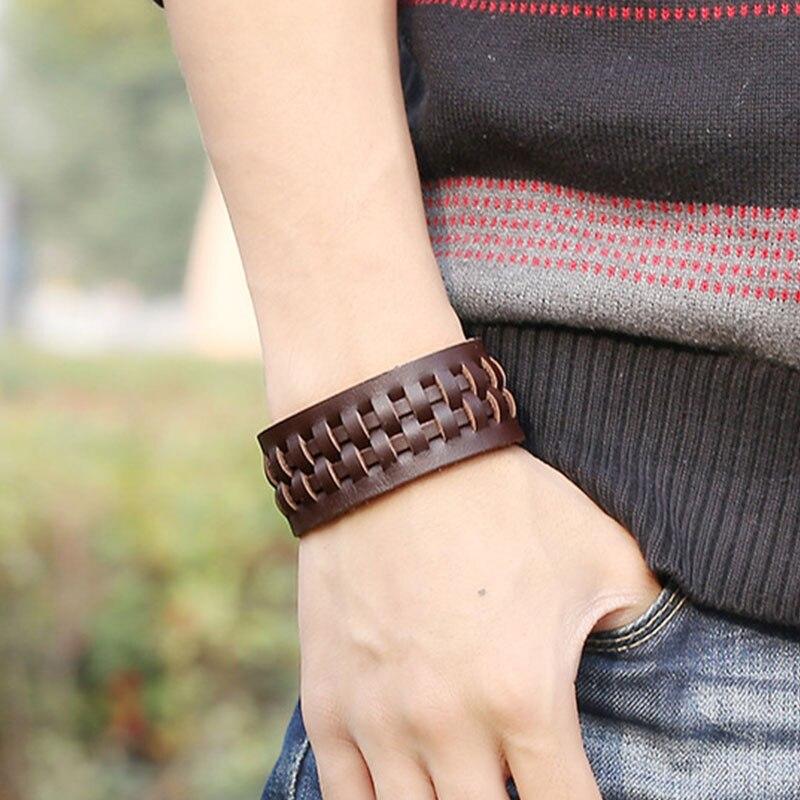 Bracelet de Force Homme Marron Vintage en Cuir - Mon Bracelet Homme