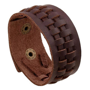 Bracelet de Force Homme Marron Vintage en Cuir - Mon Bracelet Homme