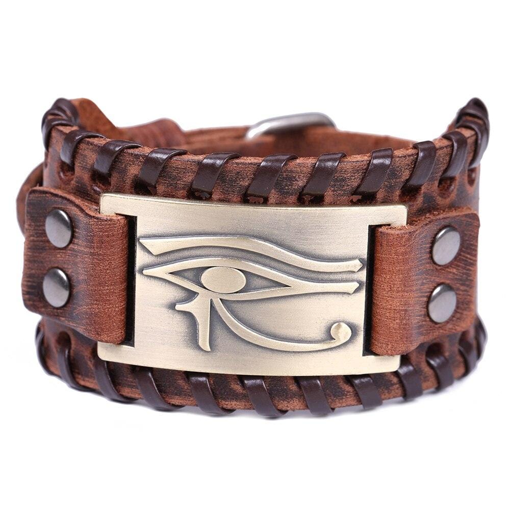 Bracelet de Force Homme Oeil d'Horus en Cuir - Mon Bracelet Homme