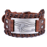 Bracelet de Force Homme Oeil d'Horus en Cuir
