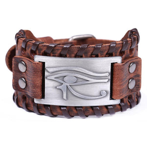 Bracelet de Force Homme Oeil d'Horus en Cuir - Mon Bracelet Homme