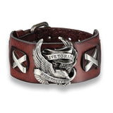 Bracelet de Force Homme pour Biker Marron en Cuir