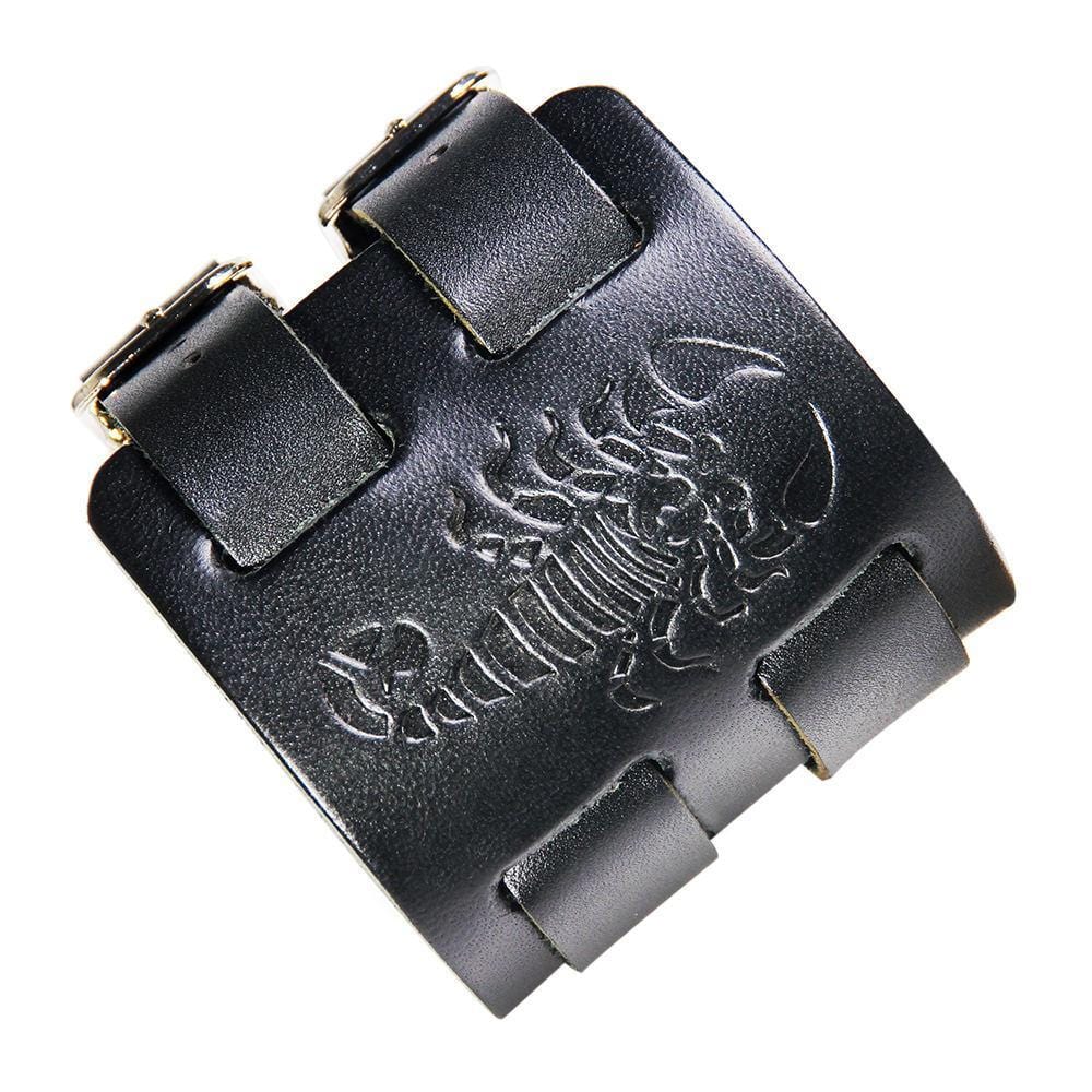 Bracelet de Force Homme Scorpion Noir en Cuir - Mon Bracelet Homme