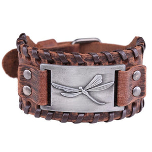 Bracelet de Force Libellule en Cuir - Mon Bracelet Homme