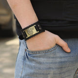 Bracelet de Force Loup Sauvage en Cuir - Mon Bracelet Homme
