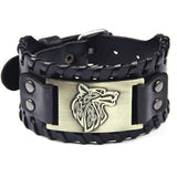 Bracelet de Force Loup Sauvage en Cuir - Mon Bracelet Homme