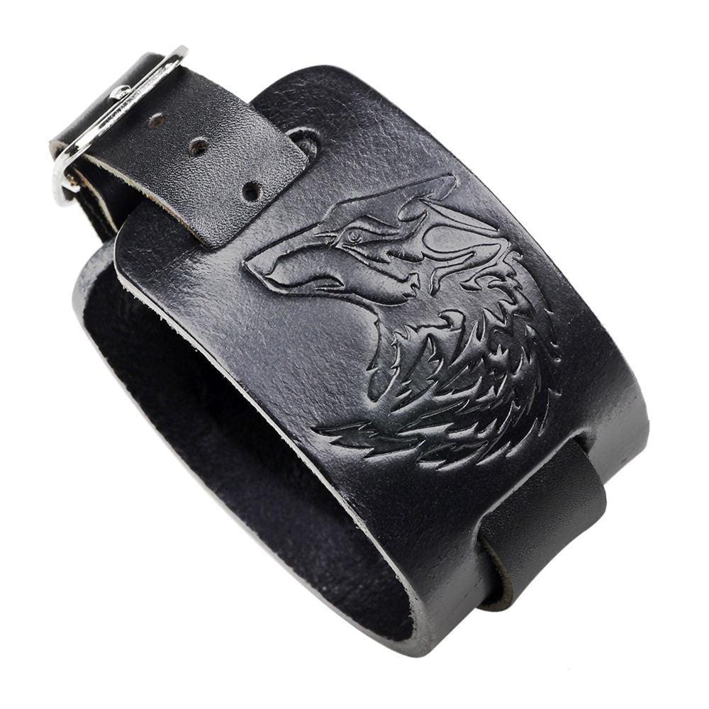 Bracelet de Force Loup Sauvage en Cuir - Mon Bracelet Homme