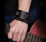 Bracelet de Force Loup Sauvage en Cuir - Mon Bracelet Homme