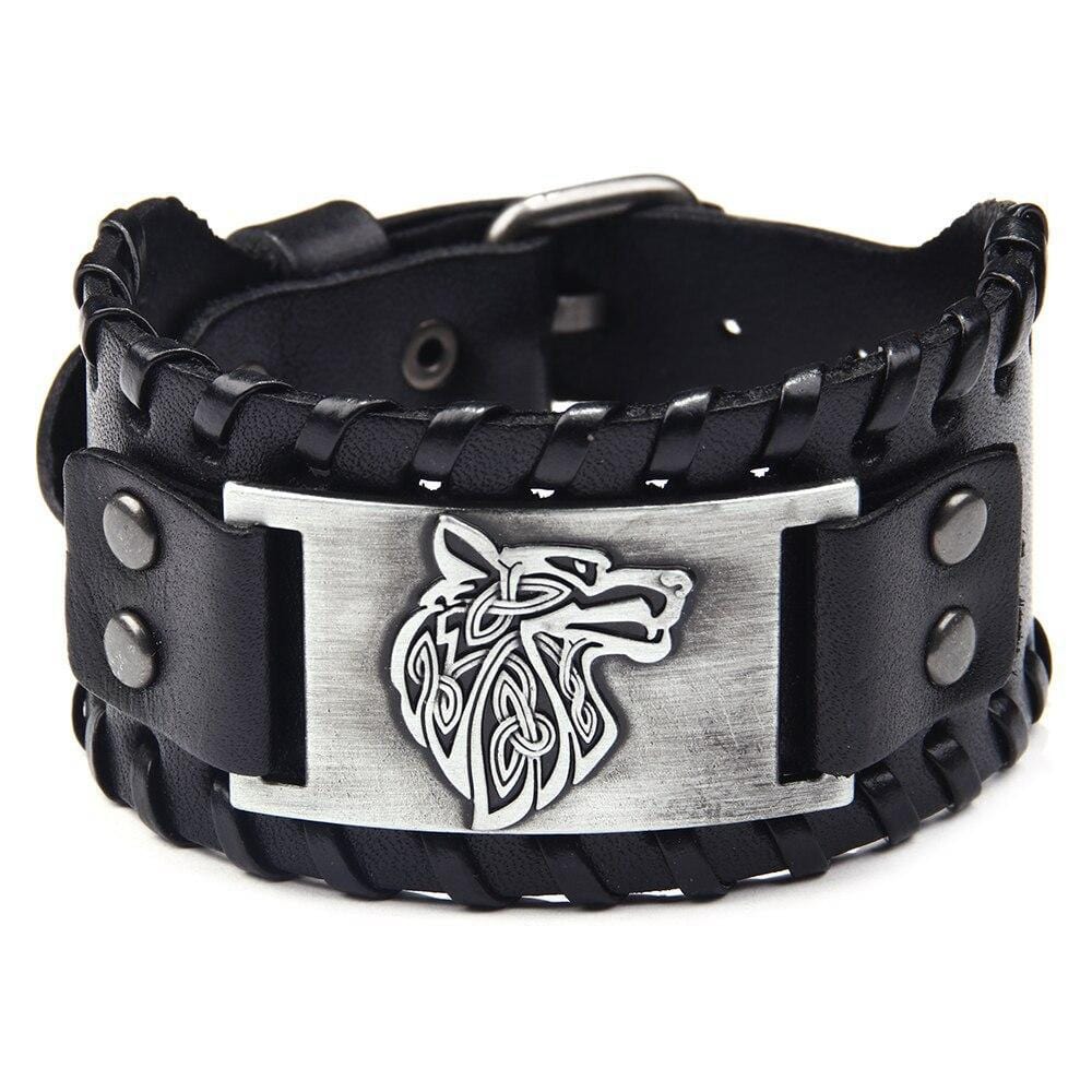 Bracelet de Force Loup Sauvage en Cuir - Mon Bracelet Homme