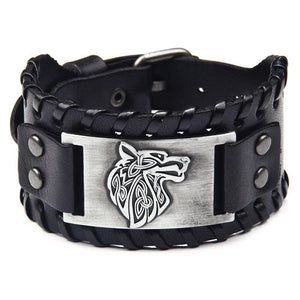 Bracelet de Force Loup Sauvage en Cuir - Mon Bracelet Homme