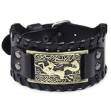 Bracelet de Force Loup Viking en Cuir - Mon Bracelet Homme