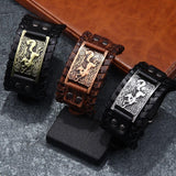 Bracelet de Force Loup Viking en Cuir - Mon Bracelet Homme