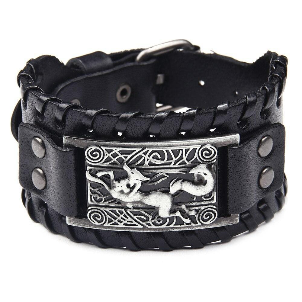 Bracelet de Force Loup Viking en Cuir - Mon Bracelet Homme