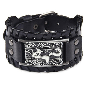 Bracelet de Force Loup Viking en Cuir - Mon Bracelet Homme