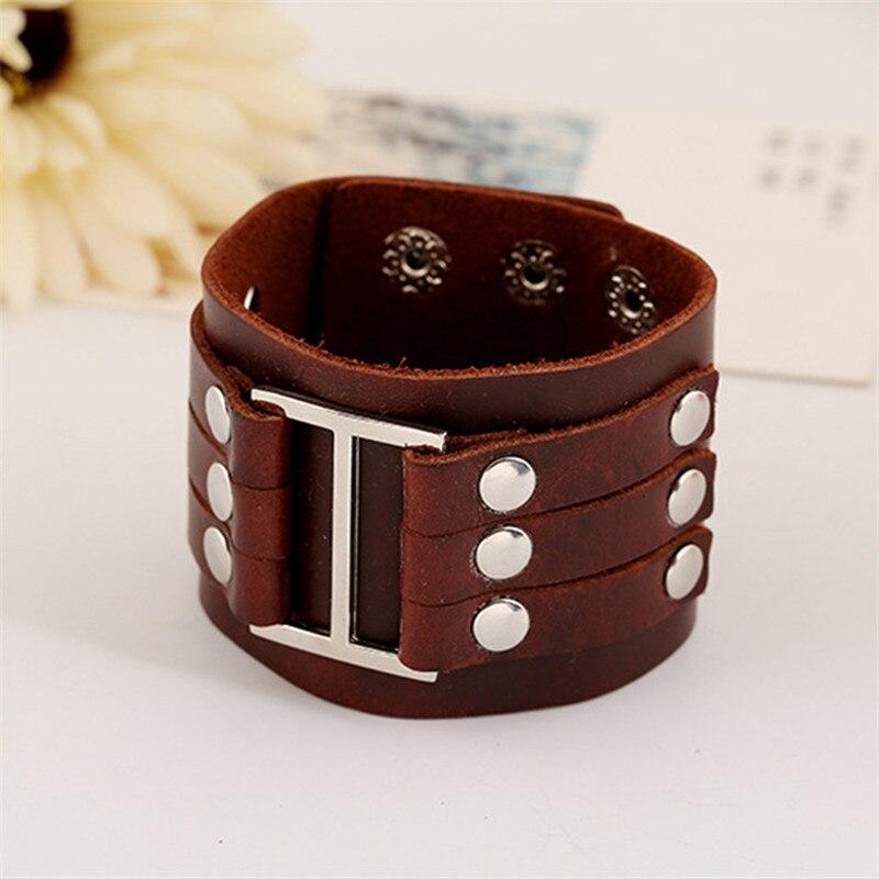 Bracelet de Force Manchette Large en Cuir - Mon Bracelet Homme