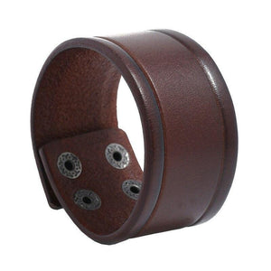 Bracelet de Force Marron Cuir Véritable - Mon Bracelet Homme