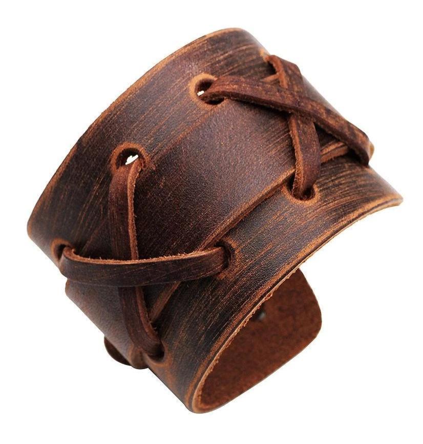 Bracelet de Force Marron en Cuir - Mon Bracelet Homme