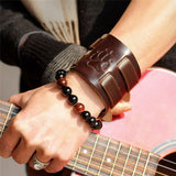 Bracelet de Force Marron Patte en Cuir - Mon Bracelet Homme
