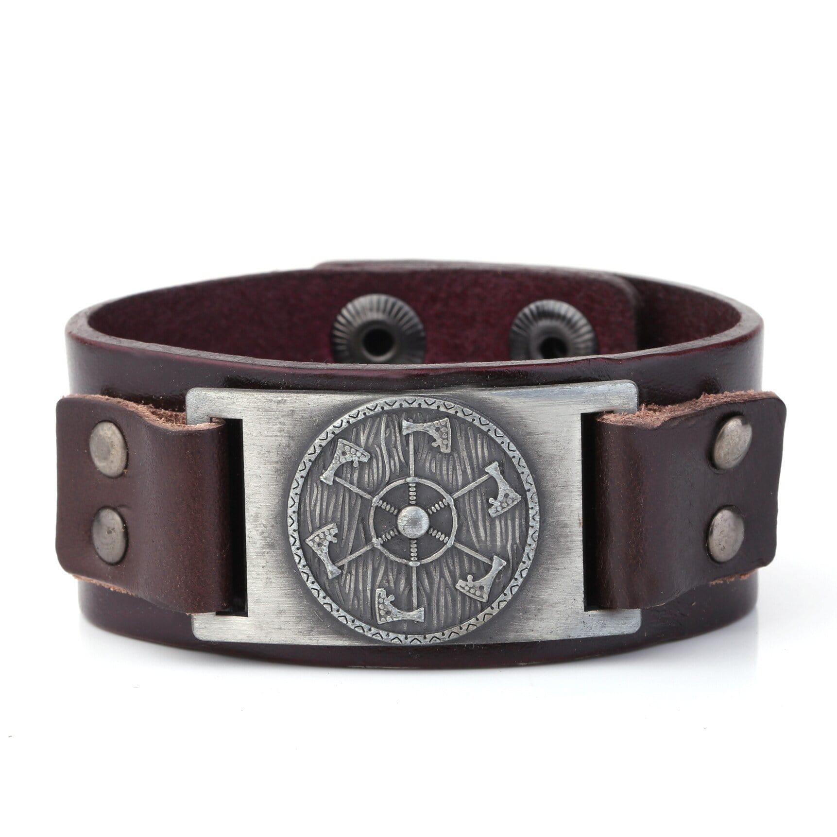Bracelet de Force Médiéval Hache Viking en Cuir - Mon Bracelet Homme