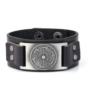 Bracelet de Force Médiéval Hache Viking en Cuir - Mon Bracelet Homme