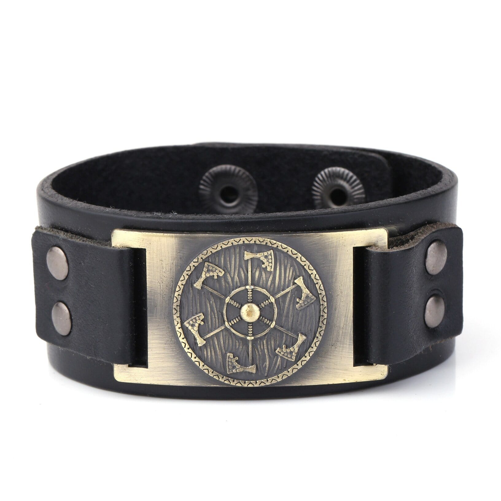 Bracelet de Force Médiéval Hache Viking en Cuir - Mon Bracelet Homme