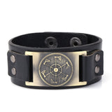 Bracelet de Force Médiéval Hache Viking en Cuir - Mon Bracelet Homme