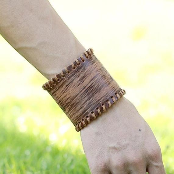Bracelet de Force Médiéval Marron en Cuir - Mon Bracelet Homme