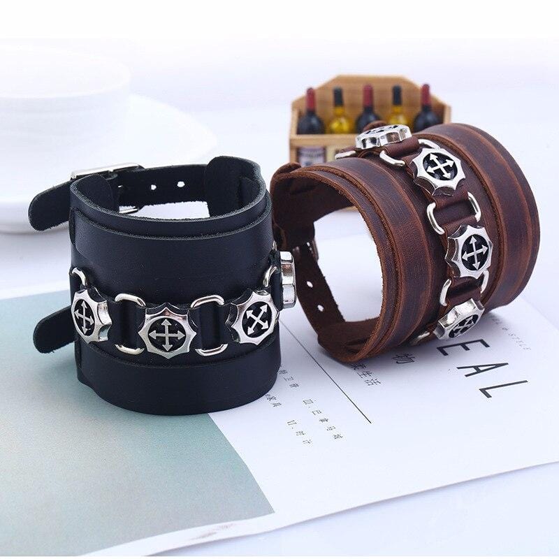 Bracelet de Force Métal et Cuir - Mon Bracelet Homme