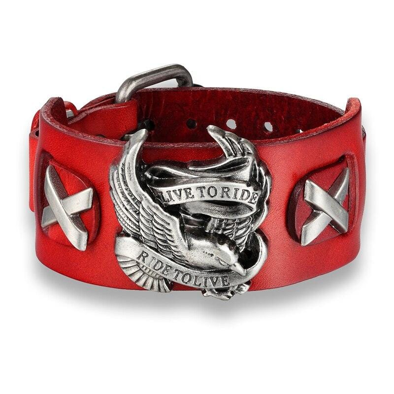 Bracelet de Force Motard en Cuir - Mon Bracelet Homme