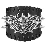 Bracelet de Force Noir Punk en Cuir