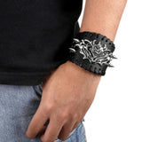 Bracelet de Force Noir Punk en Cuir - Mon Bracelet Homme